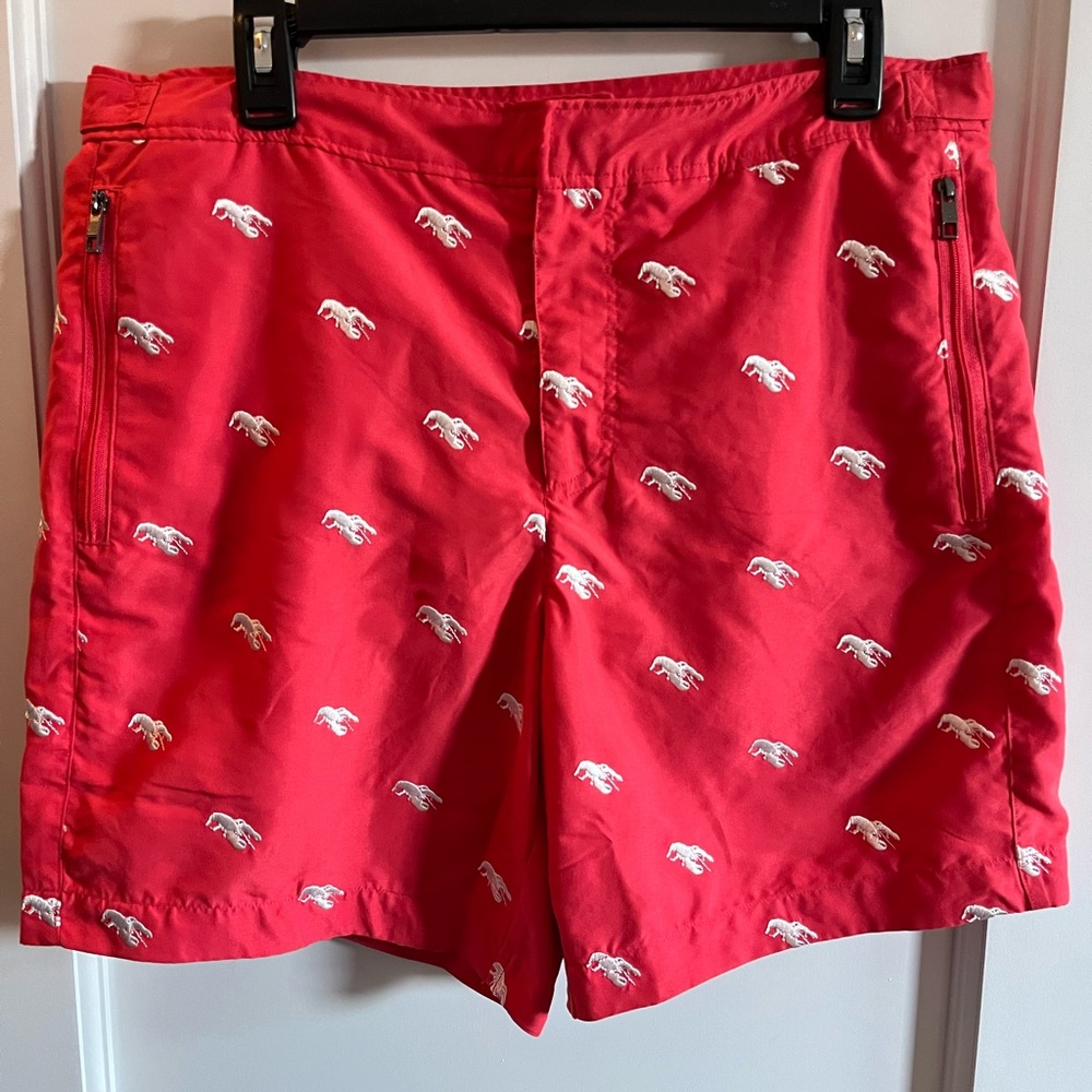 Ted Baker Lobster Print Swim Trunks- Red